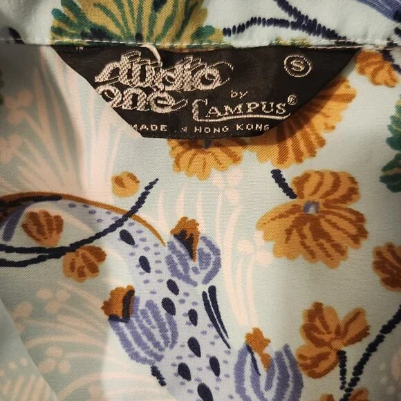 Studio One by Campus, Vtg 70s Psychedelic Paisely Disco Party Shirt - Size Small - Picture 2 of 7